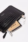 Croco Leather Zipper Pouch