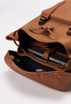 Tan Large Leather Backpack With Buckle Closure