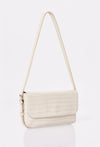 White Croco Leather Shoulder Flap Bag 'Gwen'