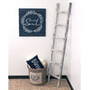 6 Step Rustic White Wash Wood Ladder Shelf