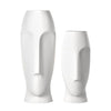 Matte White Ceramic Vase With Abstract Faces