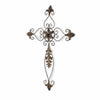 Rustic Burnished Golden Brown Metal Scroll Hanging Wall Cross | 21.5