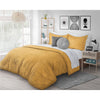 Woven Heathered Flannel Comforter 2 Pc Set- King. Mustard