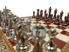 Personalized 13.5 Inches Chess Set Red - Gift Idea for Anyone on Any Occasion - Bronze Silver Chess Pieces