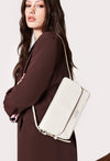 White Croco Leather Shoulder Flap Bag 'Gwen'