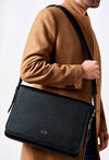 Black Travel Leather Messenger With Magnet Closure