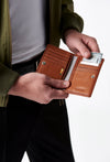 Tan Leather Folding Card Holder