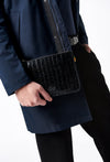 Croco Leather Zipper Pouch