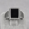 Chimoda Striped Pattern Sterling Silver Ring for Men Onyx Stone