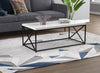 Coffee Table Marble Look Top Black Metal Base