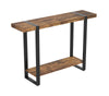 Console Sofa Table Brown Reclaimed Wood 1 Shelf Black Metal Base