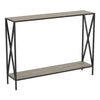 Console Sofa Table Dark Taupe 1 Shelf Black Metal Base