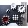 Dinnerware Set 16 Piece Buffalo Plaid White/Black, Service for 4