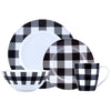 Dinnerware Set 16 Piece Buffalo Plaid White/Black, Service for 4