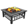 32 Inch Heavy Duty 3 in 1 Metal Square Patio Firepit Table