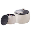 Set of 2 Nesting Round Storage Ottoman, Coffee TableS Footstool with MDF Cover