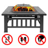 32 Inch Heavy Duty 3 in 1 Metal Square Patio Firepit Table