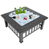 32 Inch Heavy Duty 3 in 1 Metal Square Patio Firepit Table