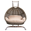 Brown Wicker Hanging Double-Seat Swing Chair