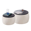 Set of 2 Nesting Round Storage Ottoman, Coffee TableS Footstool with MDF Cover