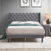 Upholstered Queen Bed with Wings Design