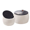 Set of 2 Nesting Round Storage Ottoman, Coffee TableS Footstool with MDF Cover