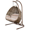 Brown Wicker Hanging Double-Seat Swing Chair