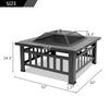 32 Inch Heavy Duty 3 in 1 Metal Square Patio Firepit Table