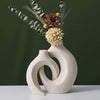 2Pcs Nordic Ceramic Vase Snuggle Set in White Matte