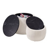 Set of 2 Nesting Round Storage Ottoman, Coffee TableS Footstool with MDF Cover