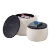 Set of 2 Nesting Round Storage Ottoman, Coffee TableS Footstool with MDF Cover