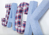 Blue Gingham Fabric Wall Letters