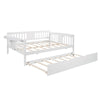 Full size Daybed with Twin size Trundle, Wood Slat Support, White