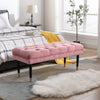 Tufted Bench Modern Velvet Button Upholstered Ottoman enches Bedroom Rectangle Fabric Footstool with Metal Legs for Living Room Entryway,Pink