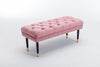 Tufted Bench Modern Velvet Button Upholstered Ottoman enches Bedroom Rectangle Fabric Footstool with Metal Legs for Living Room Entryway,Pink