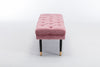 Tufted Bench Modern Velvet Button Upholstered Ottoman enches Bedroom Rectangle Fabric Footstool with Metal Legs for Living Room Entryway,Pink