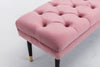 Tufted Bench Modern Velvet Button Upholstered Ottoman enches Bedroom Rectangle Fabric Footstool with Metal Legs for Living Room Entryway,Pink