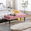 Tufted Bench Modern Velvet Button Upholstered Ottoman enches Bedroom Rectangle Fabric Footstool with Metal Legs for Living Room Entryway,Pink