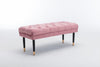 Tufted Bench Modern Velvet Button Upholstered Ottoman enches Bedroom Rectangle Fabric Footstool with Metal Legs for Living Room Entryway,Pink