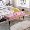 Tufted Bench Modern Velvet Button Upholstered Ottoman enches Bedroom Rectangle Fabric Footstool with Metal Legs for Living Room Entryway,Pink