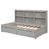 Twin Bed with Side Bookcase, Drawers ,Gray