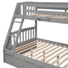 Twin-Over-Full Bunk Bed with Drawers，Ladder and Storage Staircase, Gray