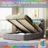 Upholstered Bed Full Size with LED light, Bluetooth Player and USB Charging, Hydraulic Storage Bed in Gray Velvet Fabric